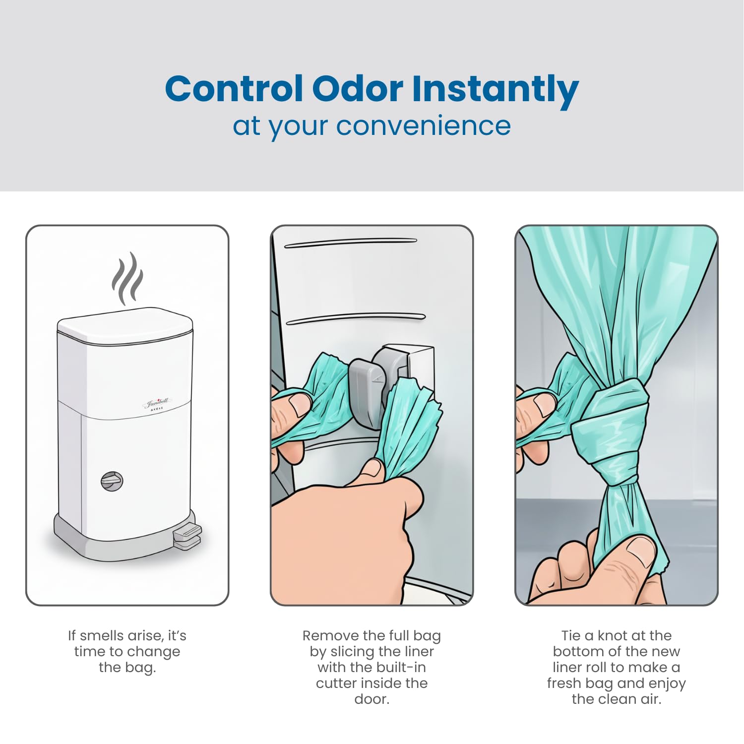 Janibell Akord 330 hands-free foot pedal enables touchless disposal.