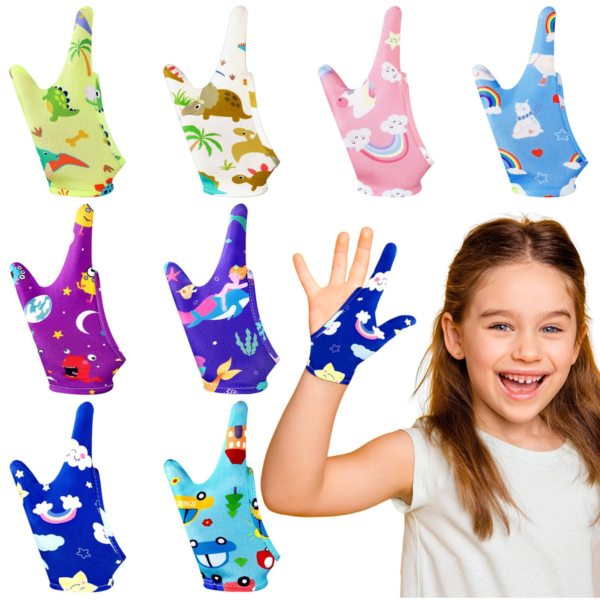 Janmercy thumb-sucking stop gloves pack, soft fiber for comfortable daily wear.