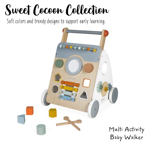 Janod Sweet Cocoon walker shape box with felt mat for quiet play