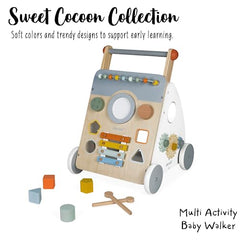 Janod Sweet Cocoon walker shape box with felt mat for quiet play