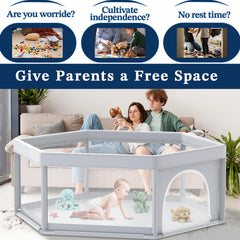Jaobeem playpen with 360-degree mesh view for easy supervision