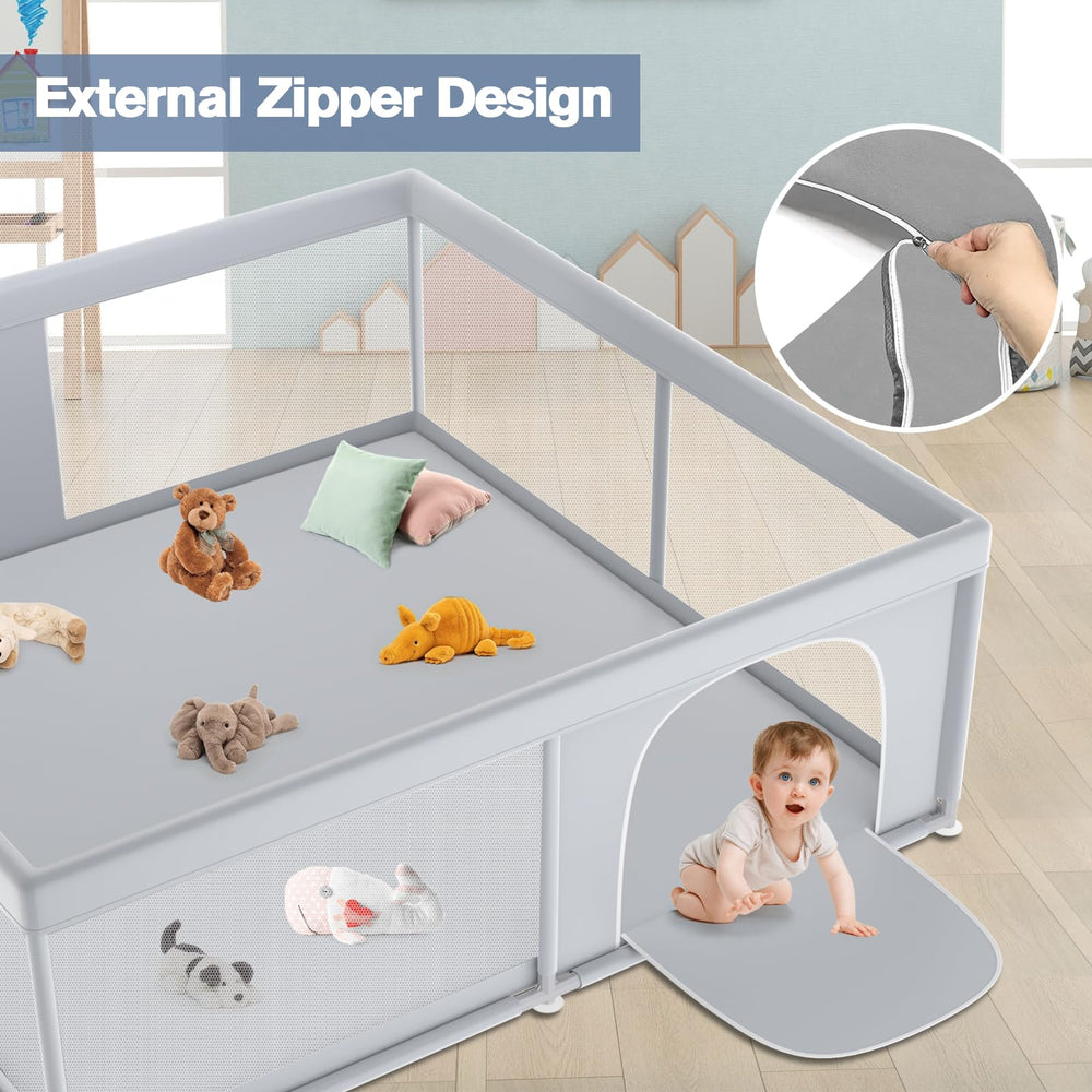Jaobeem anti-slip suction cups keep the playpen steady during use