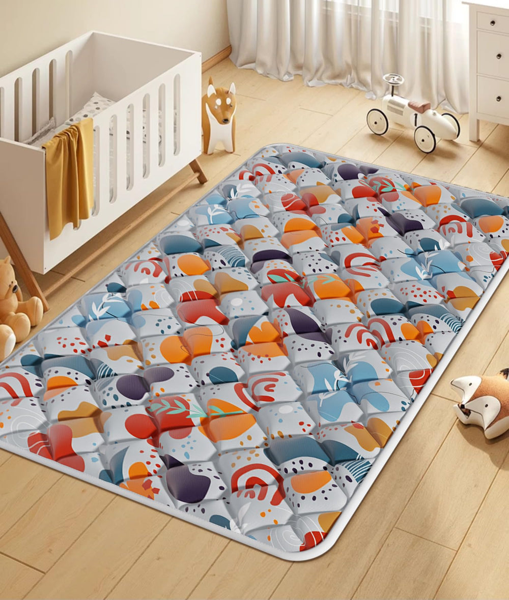 Jaobeem foldable grey play mat folded for easy storage