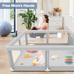 Jaobeem playpen 360-degree mesh view enables constant supervision during playtime.