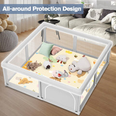 Jaobeem Baby Playpen 360-vision mesh keeps baby visible while you supervise