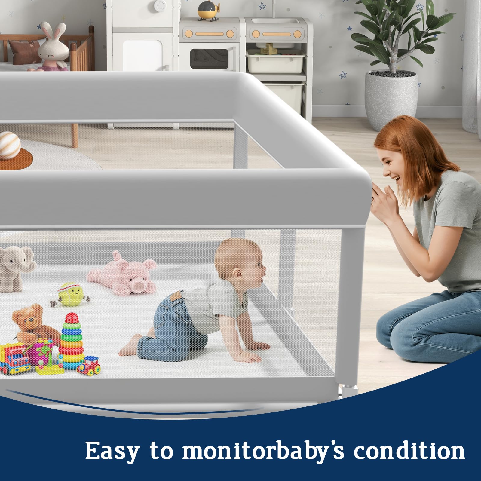 Jaobeem baby playpen anti-slip cups keep the enclosure steady