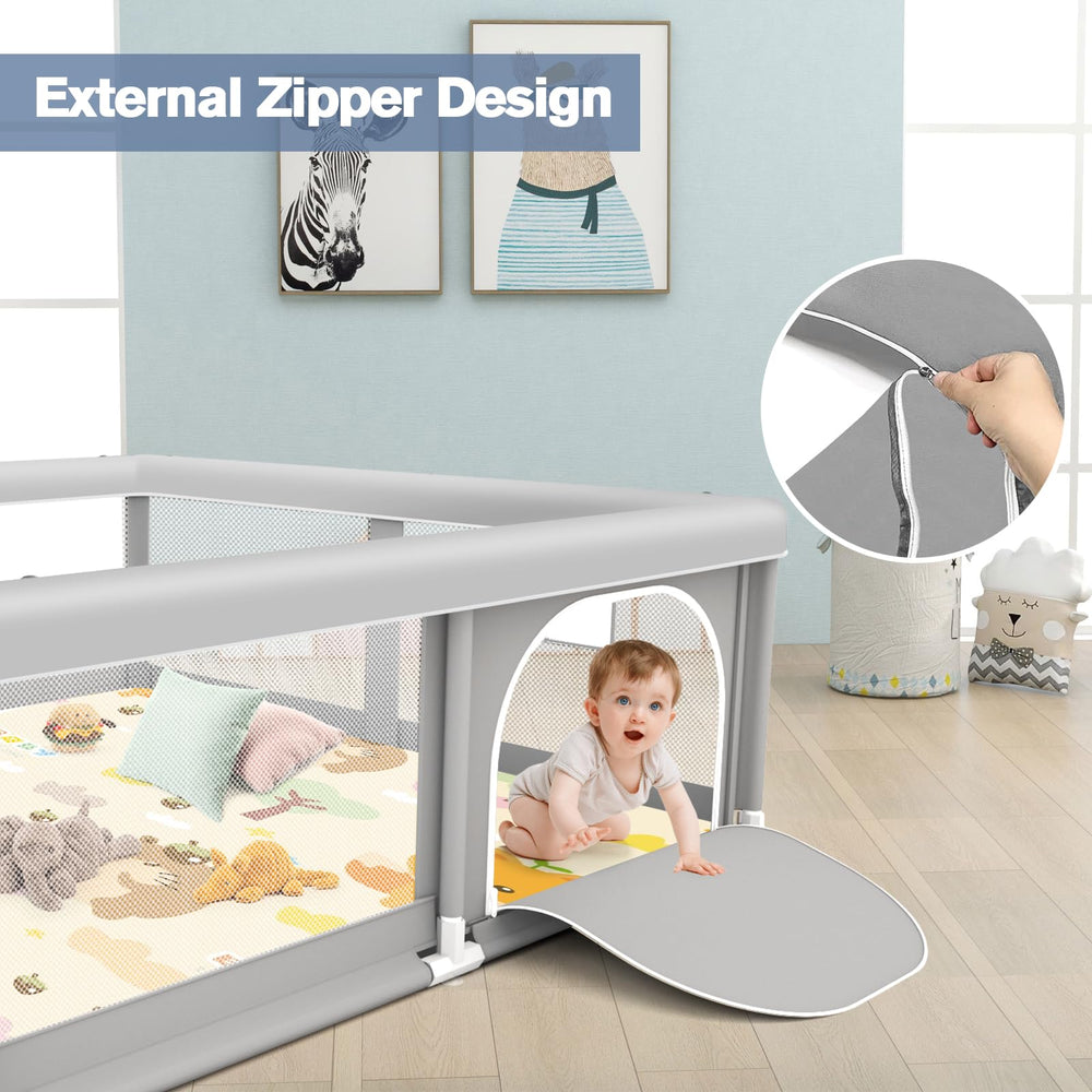 Jaobeem Baby Playpen assembly with rust-proof pipes and ABS joints for simple setup