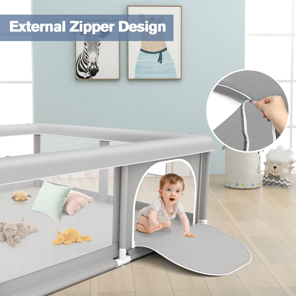 Jaobeem playpen easy-clean fabric view promises simple maintenance.
