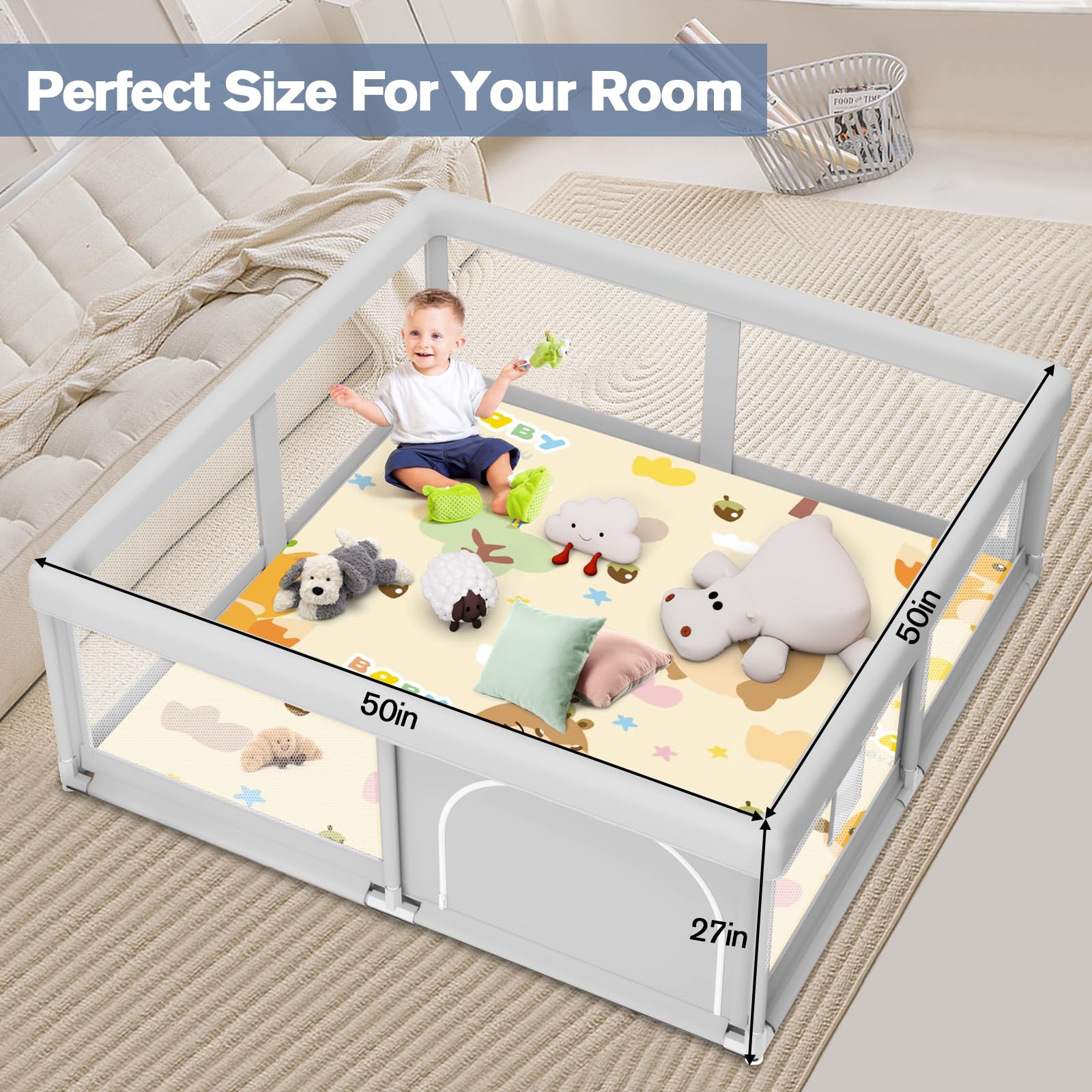 Jaobeem Playpen for indoor and outdoor use, versatile safe space anywhere