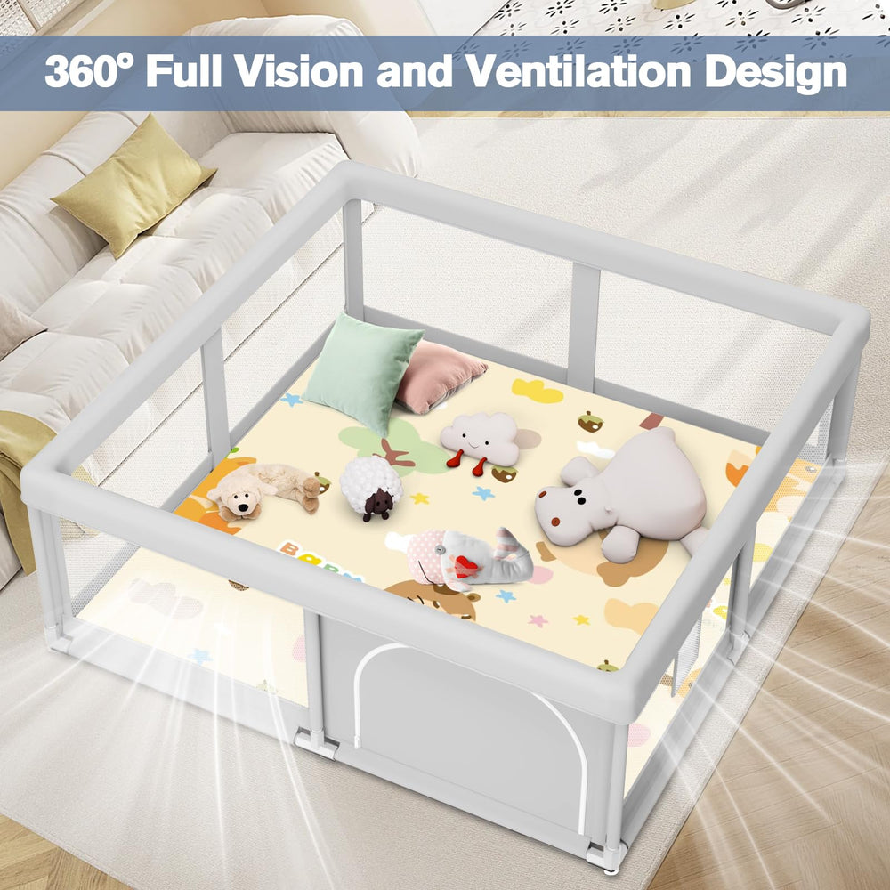 Jaobeem Baby Playpen no-gap fabric design prevents pinching for safer play