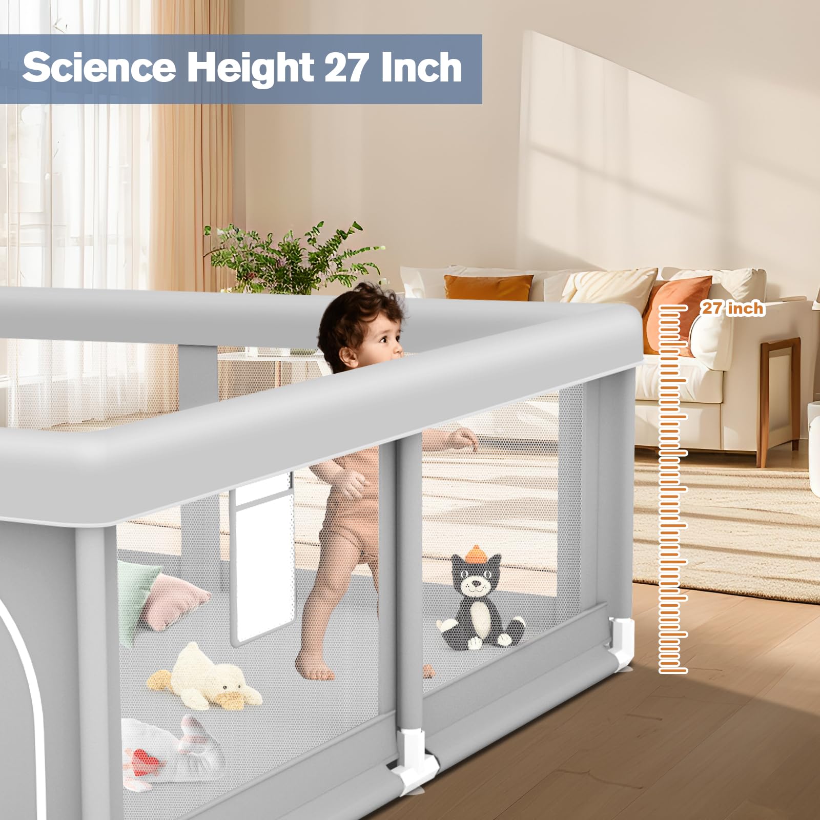 Jaobeem playpen suction-cups bottom view highlights stable positioning.