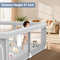 Jaobeem playpen suction-cups bottom view highlights stable positioning.