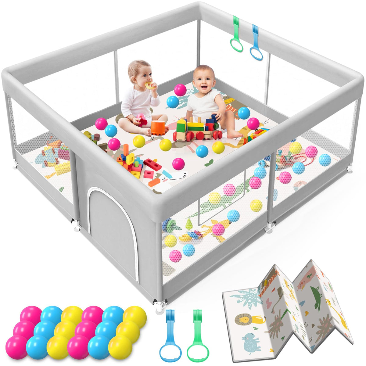 Jaobeem baby playpen with mat shows sturdy build for safe playtime