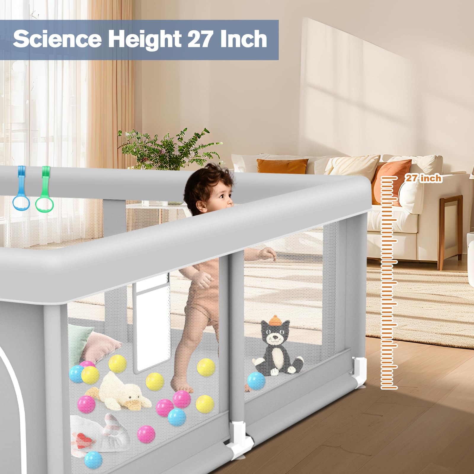 Jaobeem playpen is easy to store and quick to clean after play.
