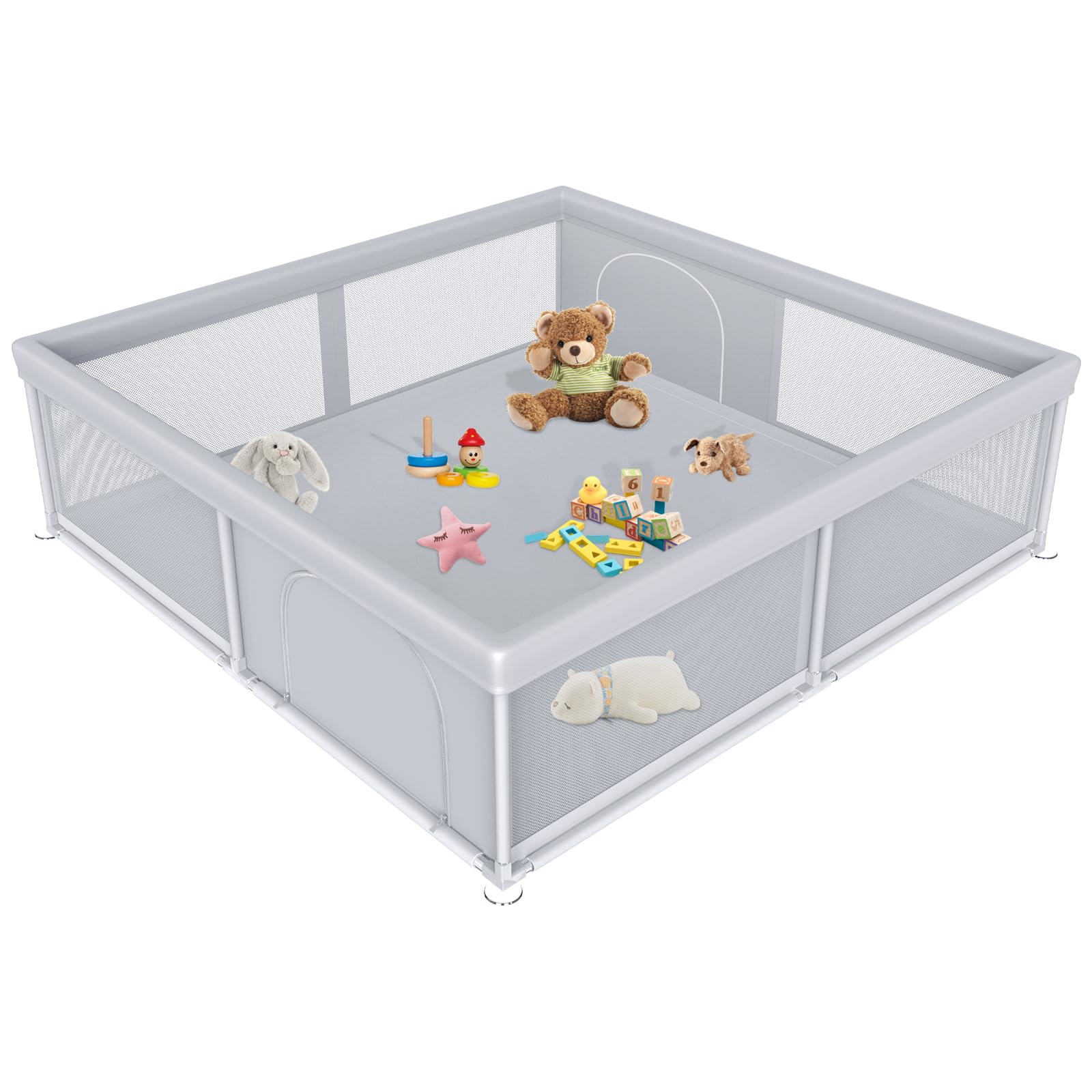 Jaobeem extra-large playpen front view showing ample play space for babies and toddlers