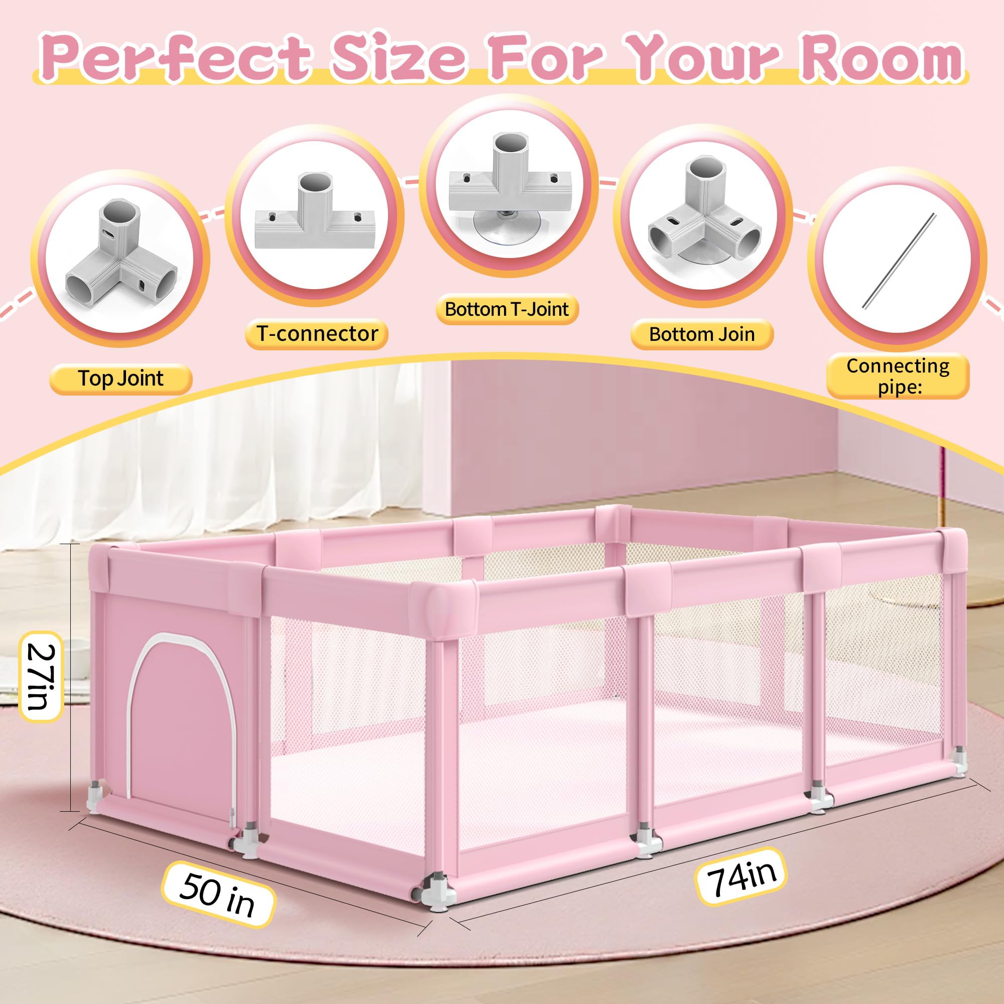 Jaobeem pink playpen ideal for indoor and outdoor supervision