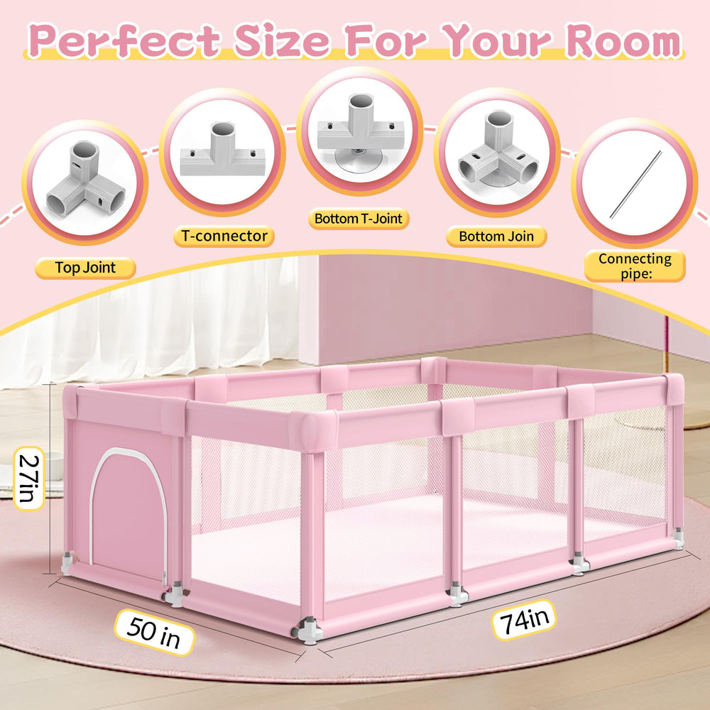 Jaobeem pink playpen ideal for indoor and outdoor supervision