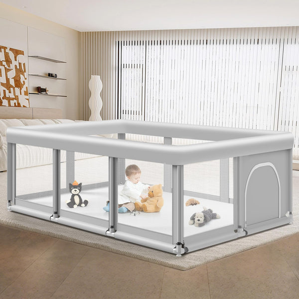Jaobeem large playpen assembly view for quick setup and safe space.