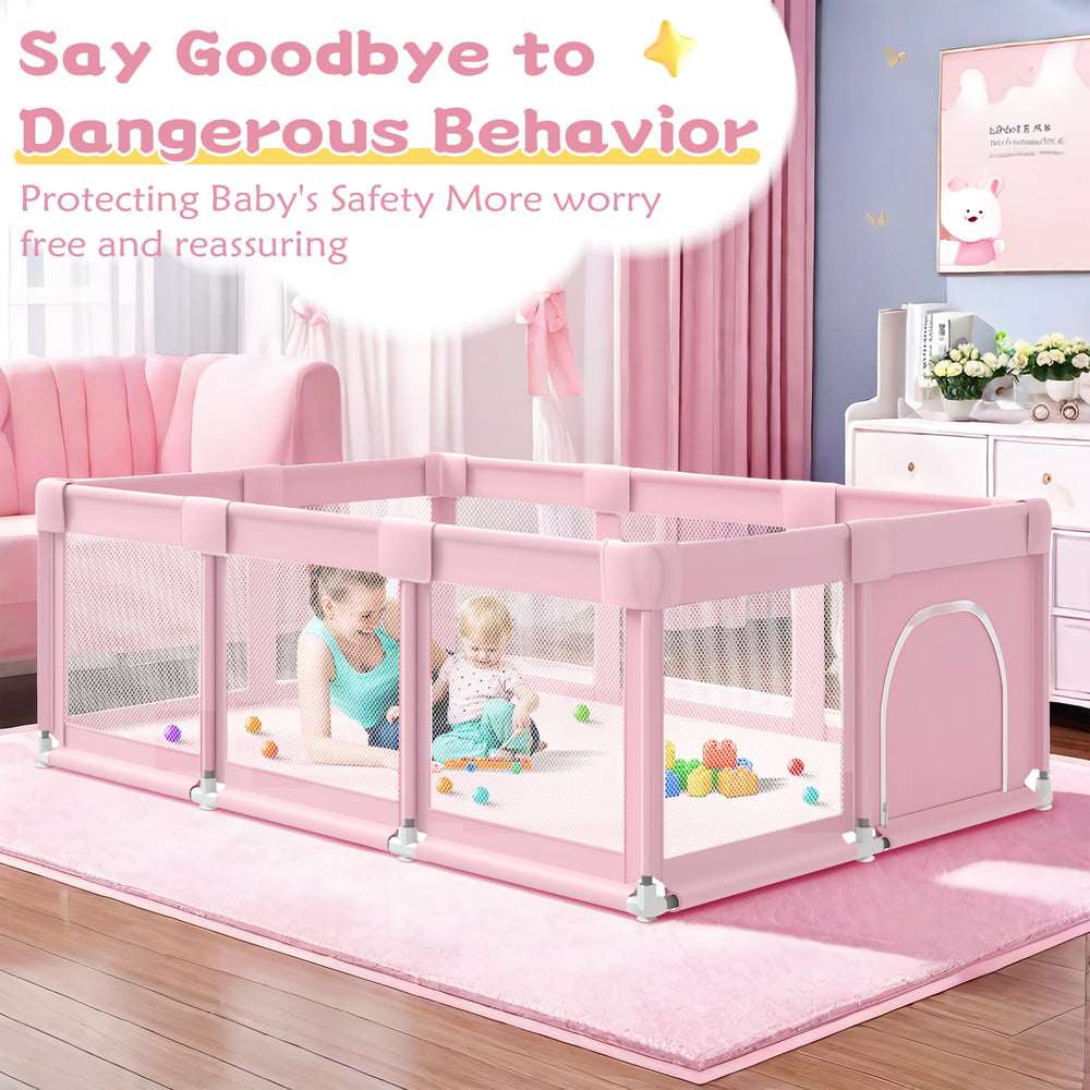 Jaobeem pink playpen no-gap design reduces pinch risks