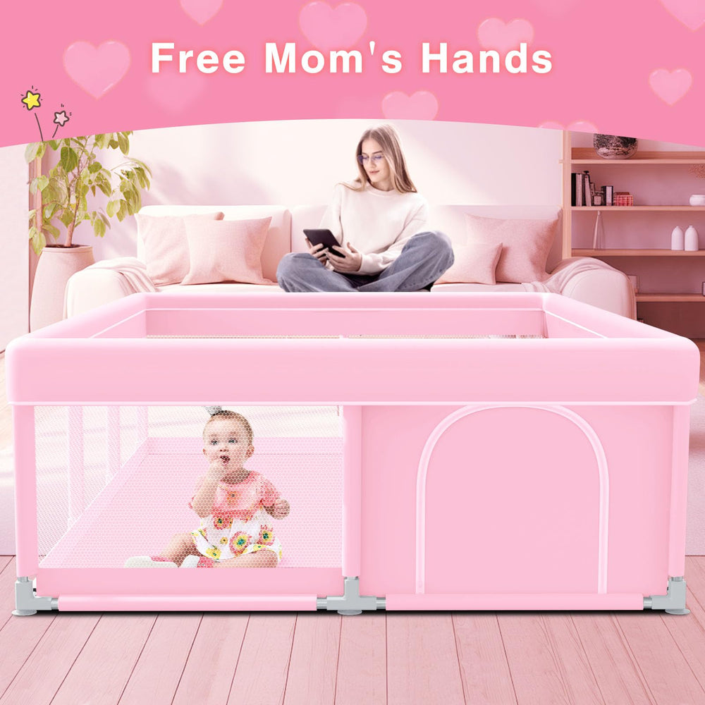 Jaobeem pink playpen anti slip base stabilizing on various floors