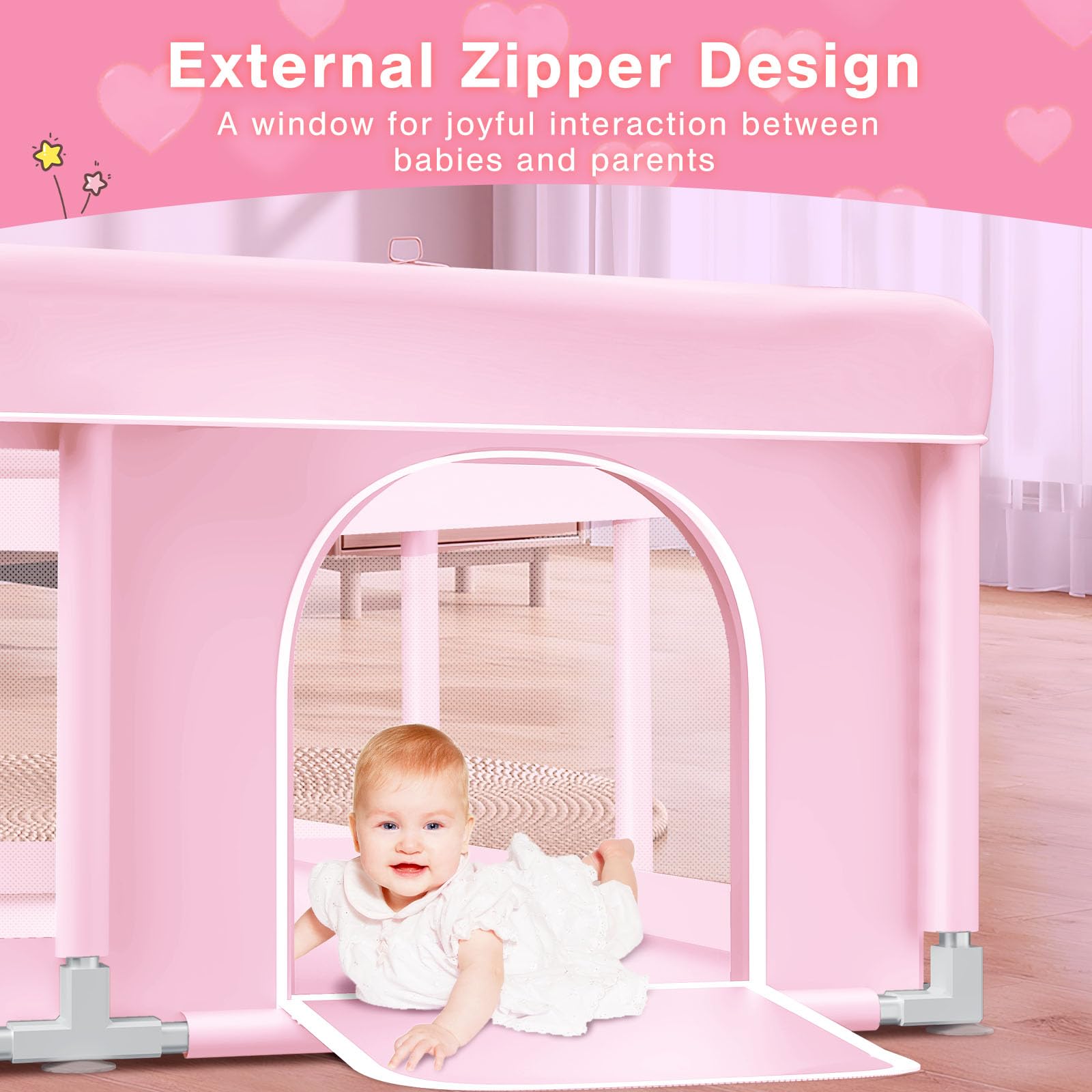 Jaobeem pink playpen easy assembly for quick setup