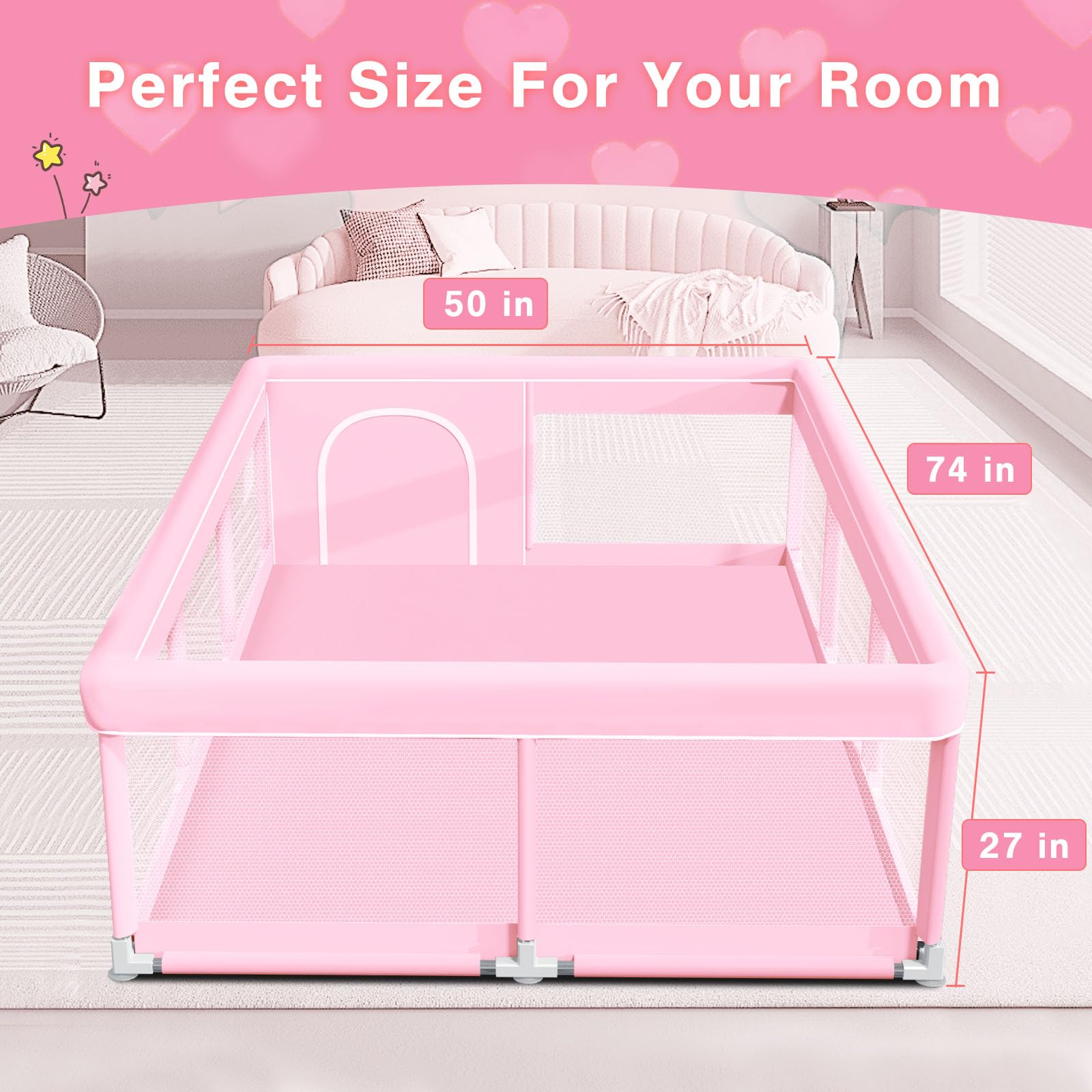 Jaobeem pink playpen for indoor and outdoor use