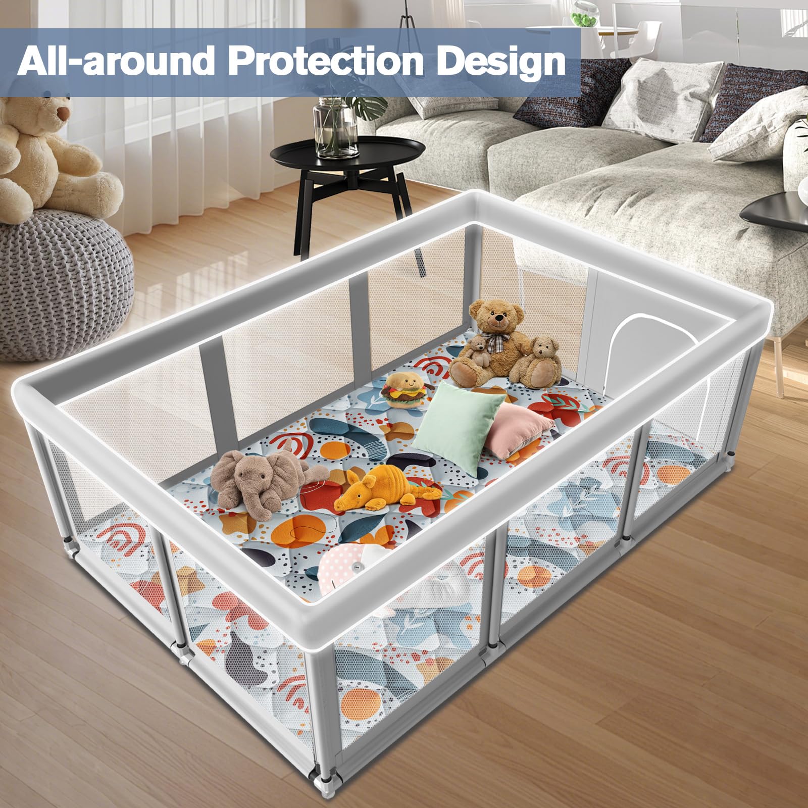 Jaobeem playpen easy assembly with rust-proof pipes and simple joints.