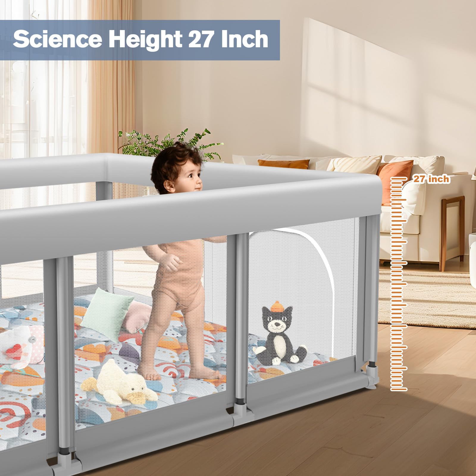 Jaobeem playpen mat folds flat for quick cleaning and storage.