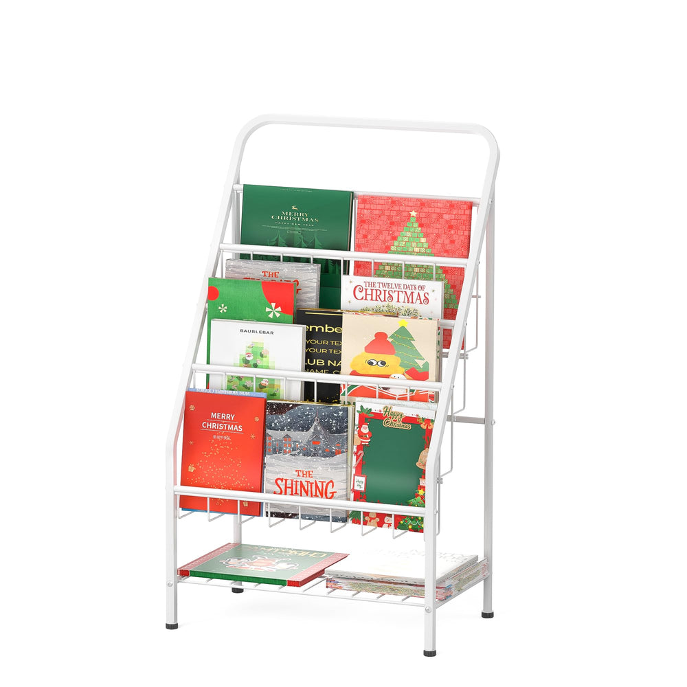 JAQ Kids Bookshelf 4-tier White with open-front display supports easy access for toddlers