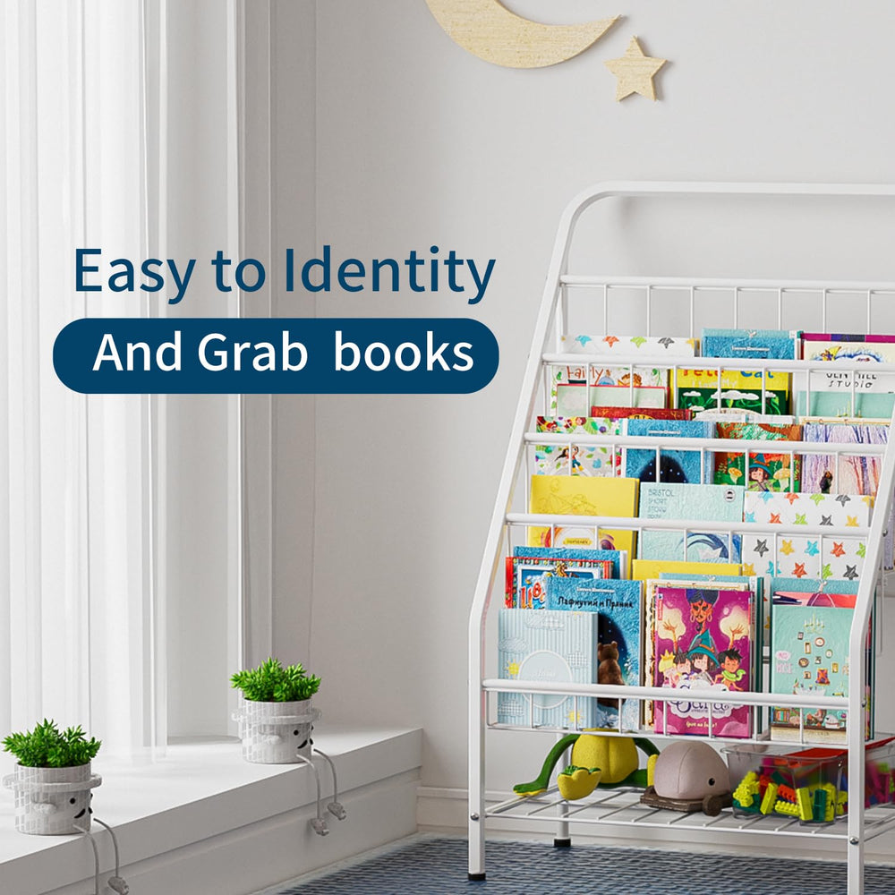 JAQ Kids Bookshelf easy-clean iron surface simplifies cleanup after busy sessions