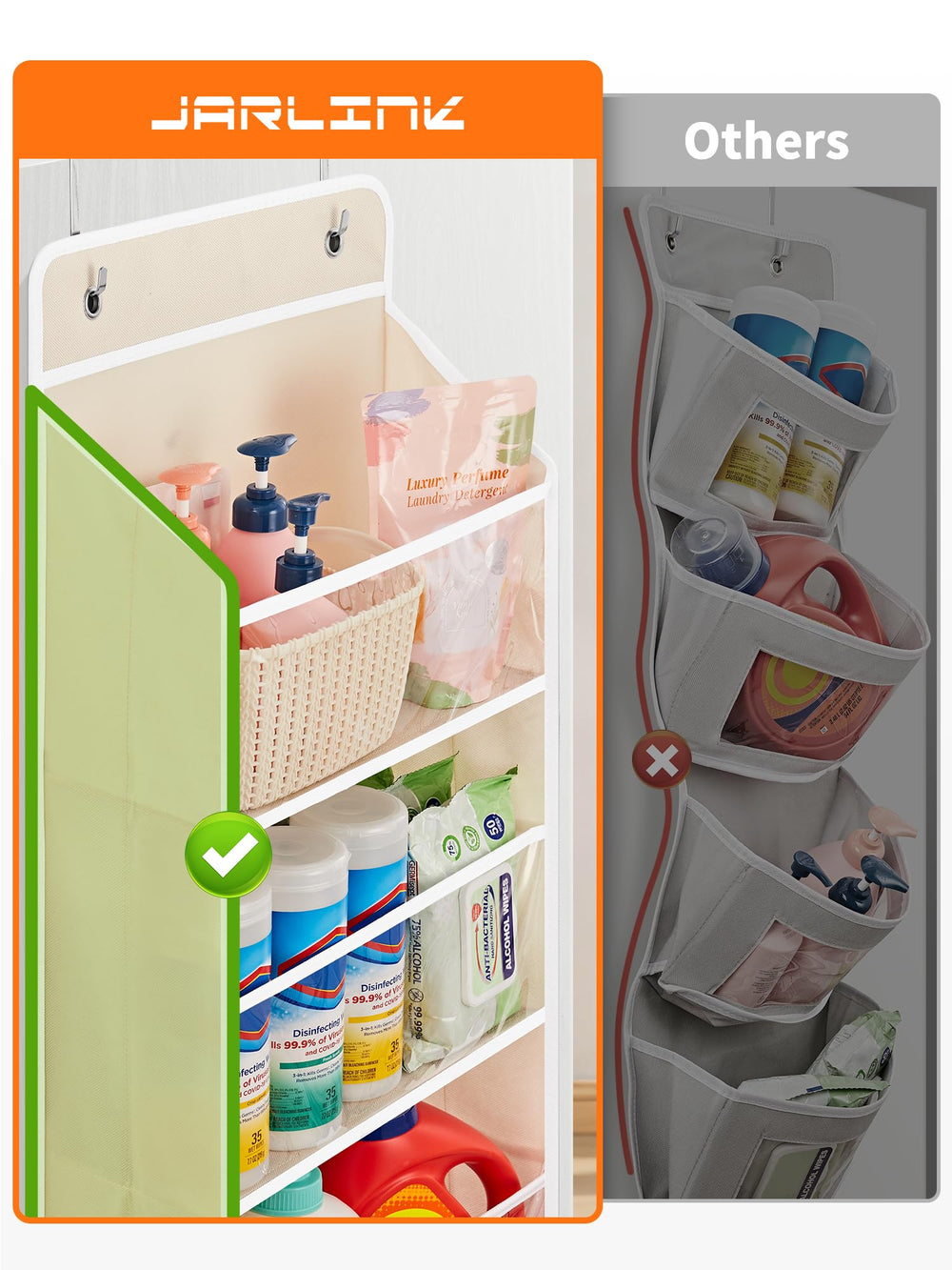 Jarlink easy assembly with door hooks enables quick setup.