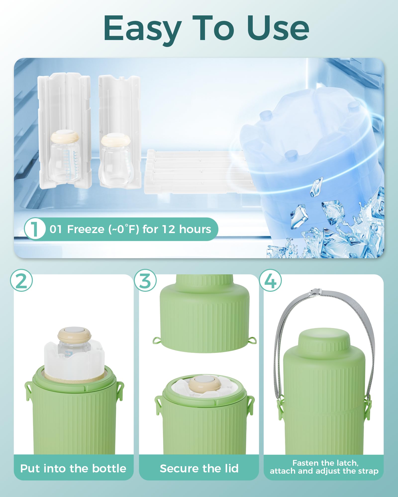 22oz BPA-free breastmilk bottle included with the cooler