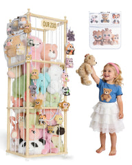 JarryStart stuffed animal storage front view showing spacious rack for plush toys.