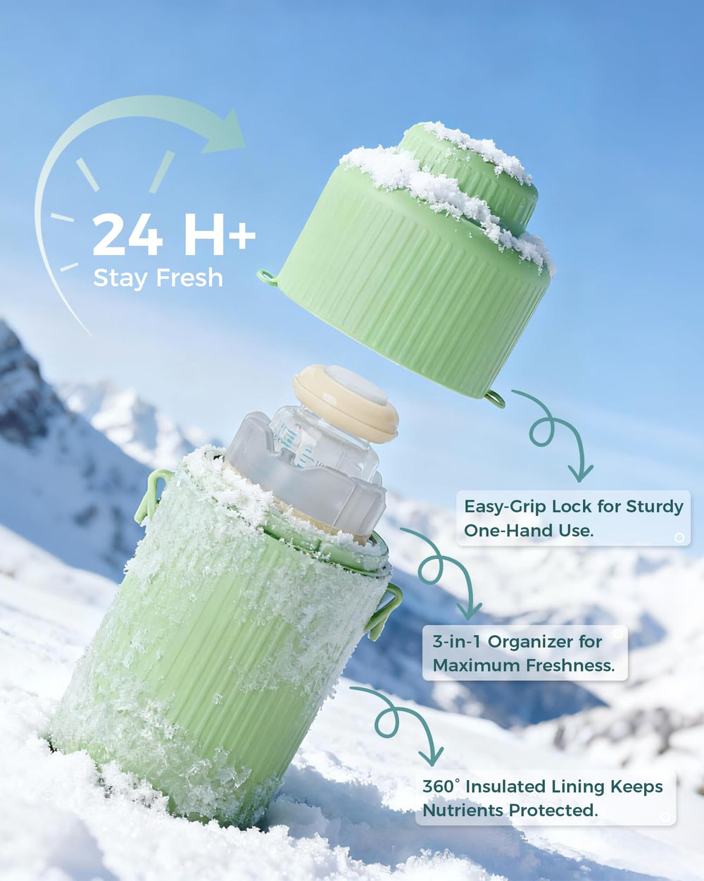 Universal insulating compartment expanding to fit various bottles