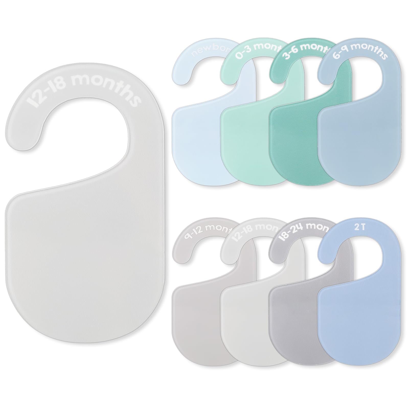 JarThenaAMCS acrylic baby closet divider front view for organized newborn outfits.