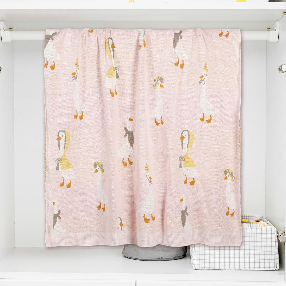JarThenaAMCS Pink goose blanket makes a thoughtful baby shower gift.