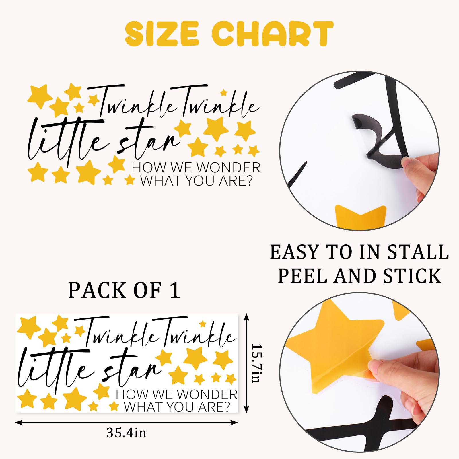 JarThenaAMCS baby shower yellow star decal brightening walls and surfaces.