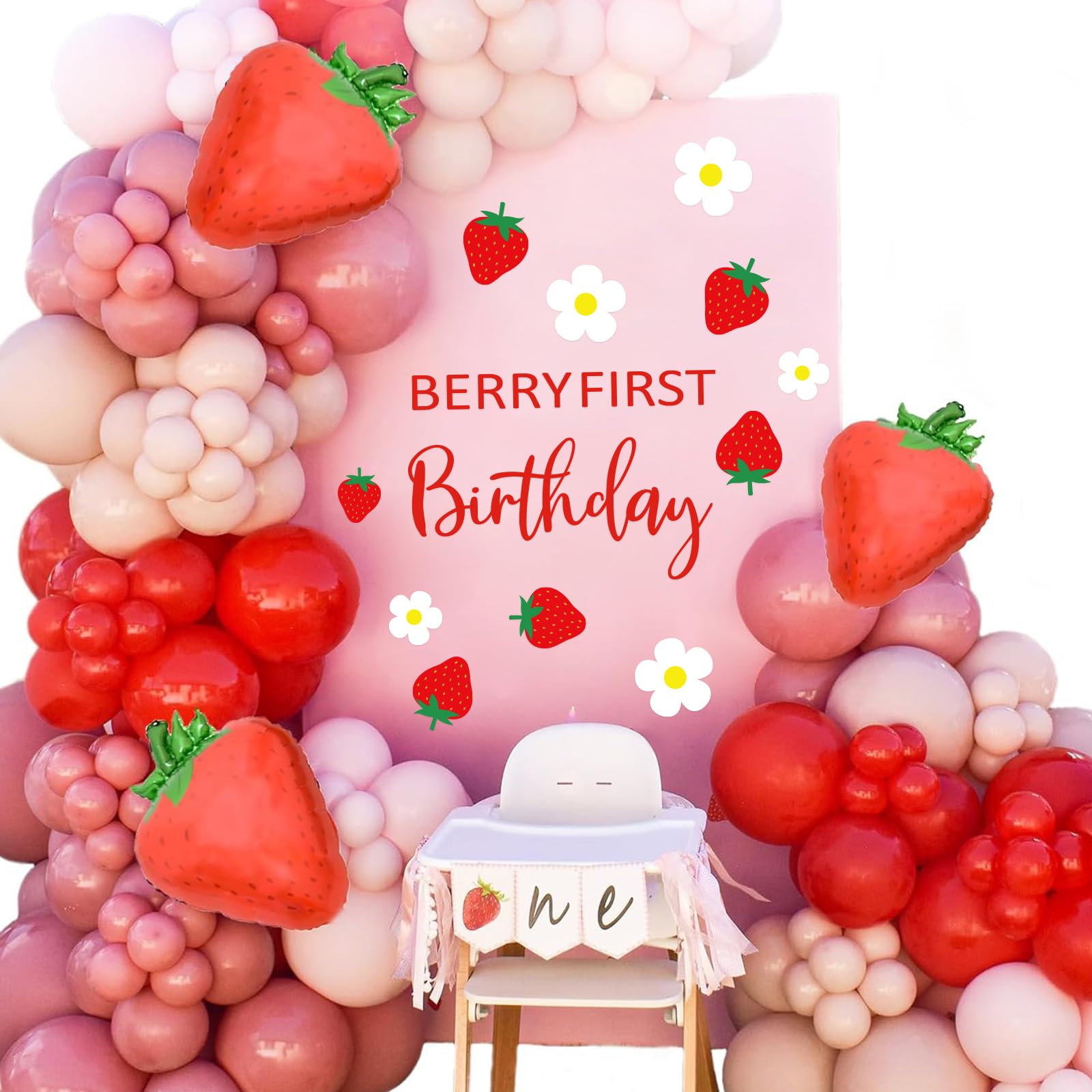 JarThenaAMCS Berry First Birthday wall sticker for doors and glass surfaces with residue-free removal