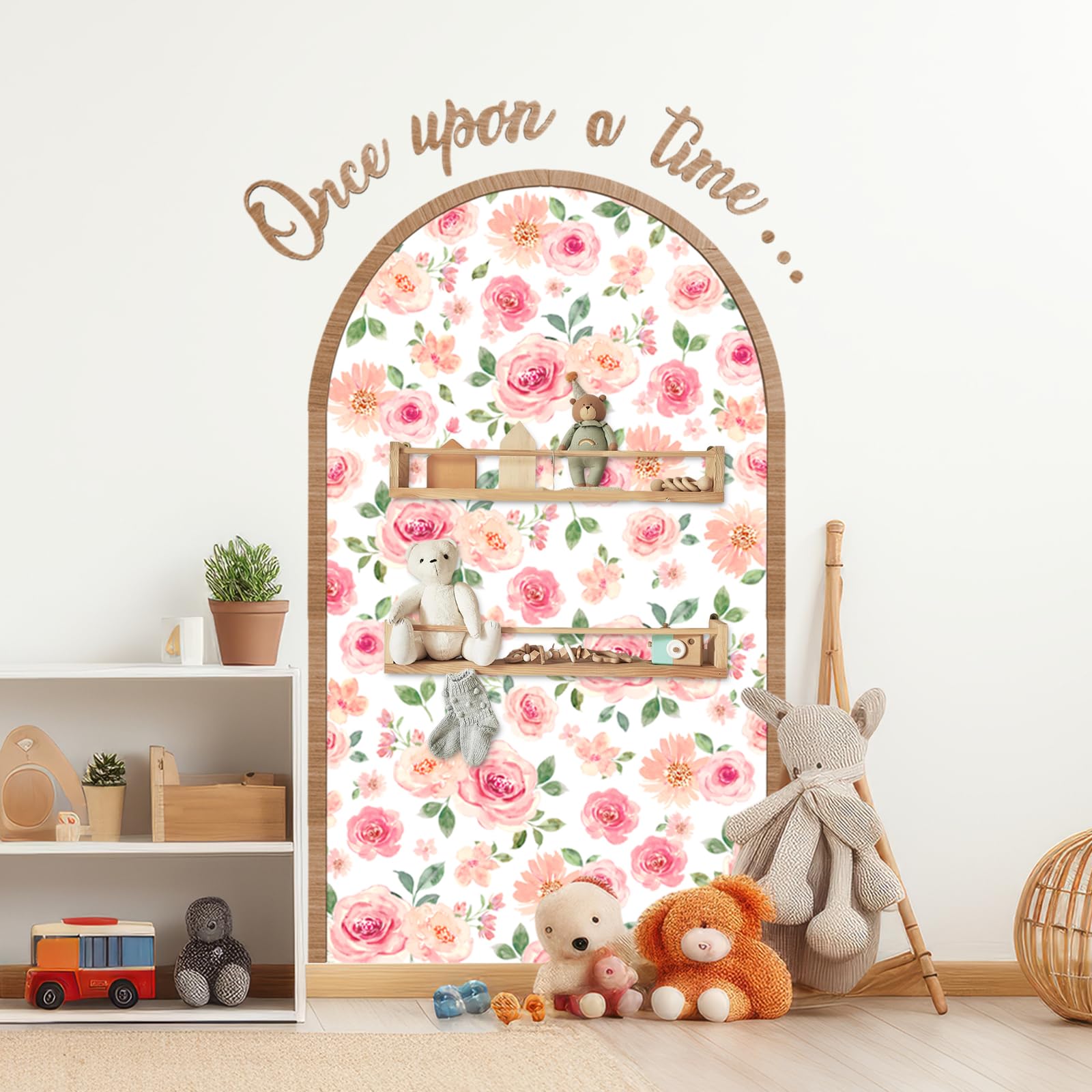 JarThenaAMCS arch frame and sign pair well with baby furniture for cohesive styling.