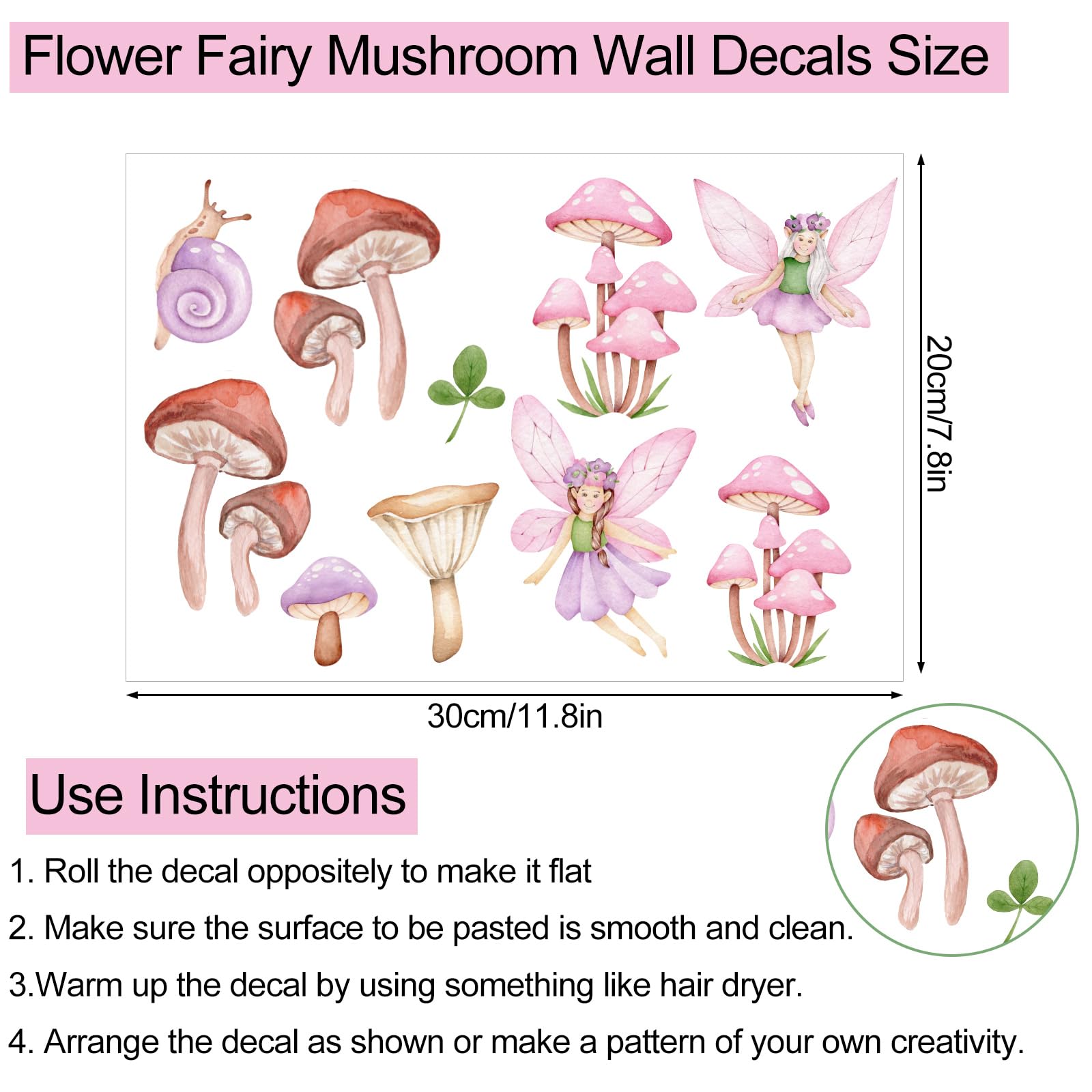 JarThenaAMCS pink mushroom wall decal near a cozy reading nook.