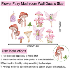 JarThenaAMCS pink mushroom wall decal near a cozy reading nook.