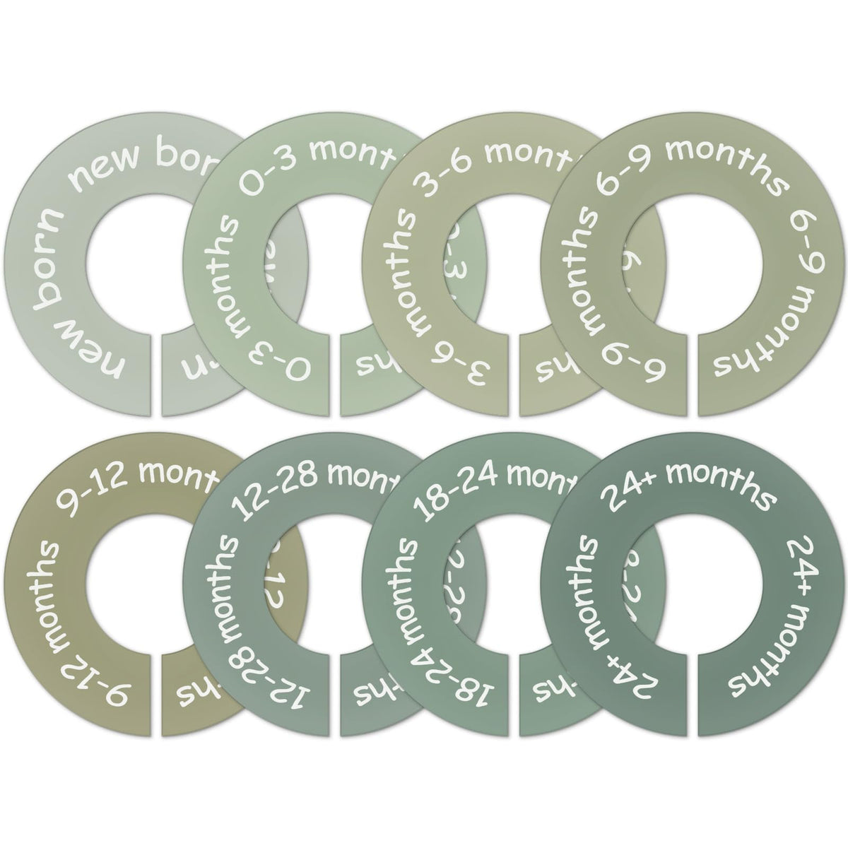 JarThenaAMCS gradient green baby dividers set helps organize closet labels.