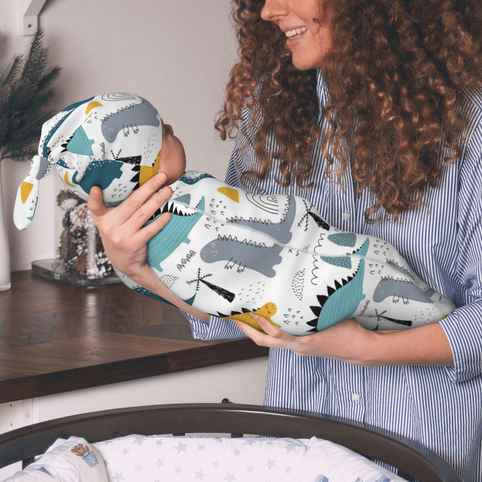 Jarverce swaddle blanket with hat set for newborn photography moments.