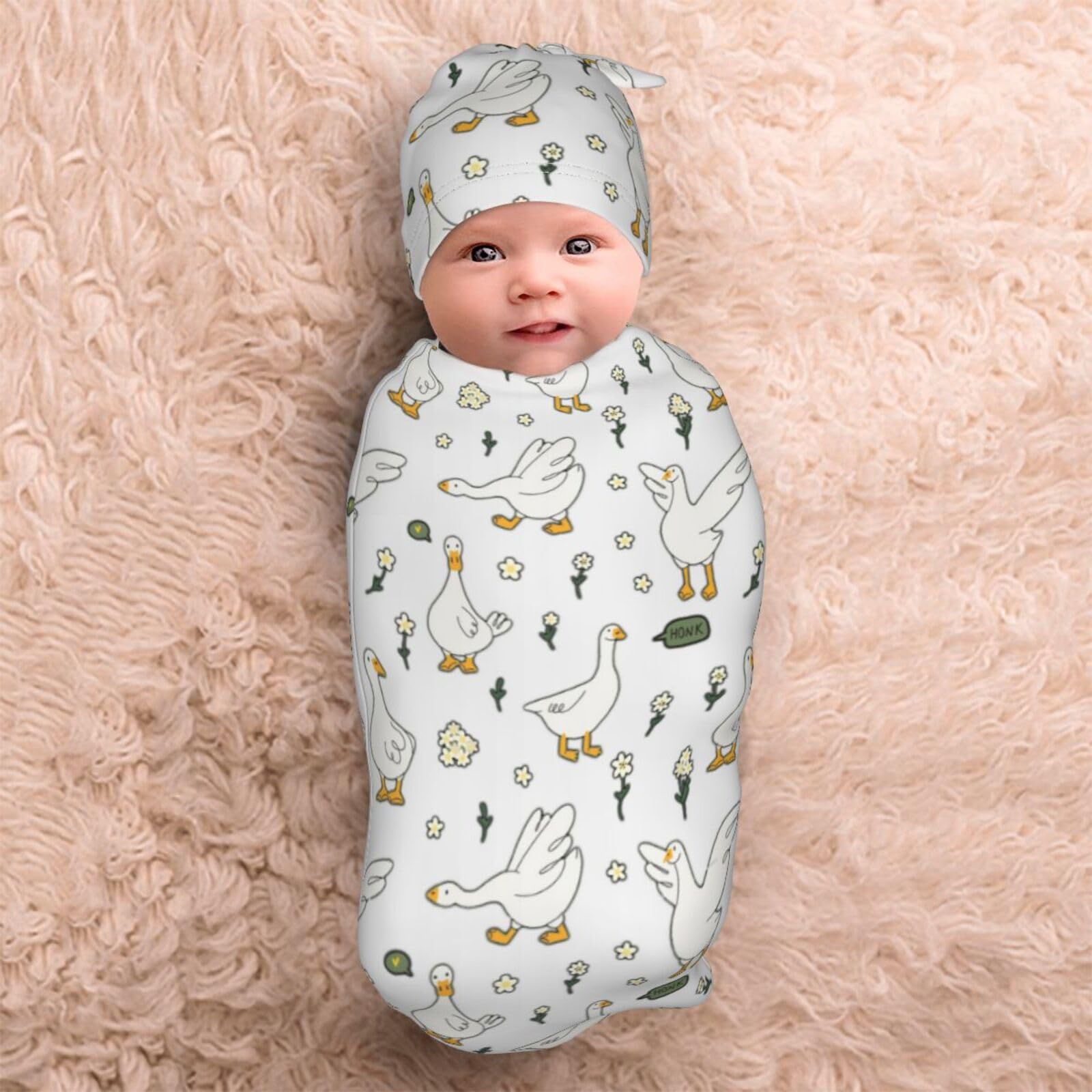 Jarverce Goose Swaddle Blanket folded presentation emphasizes neat, durable fabric.