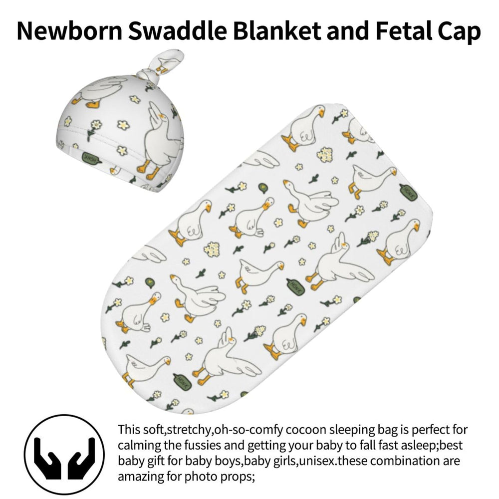 Jarverce Goose Swaddle Blanket hat set highlights adorable design for newborn photography.