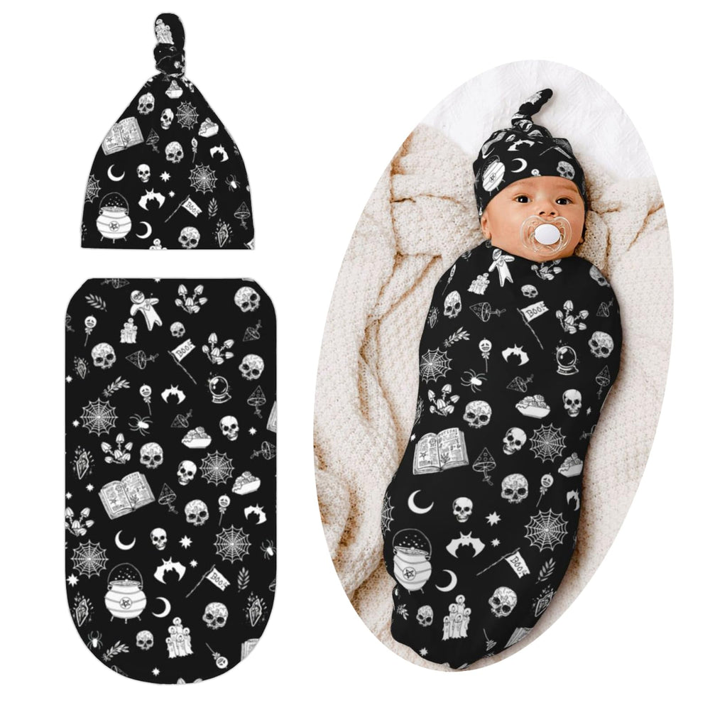 Jarverce Gothic swaddle blanket close-up shows soft, skin-friendly fabric ideal for 0–6 months.