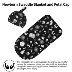 Jarverce Gothic swaddle blanket pattern highlights unisex design for newborn photography.
