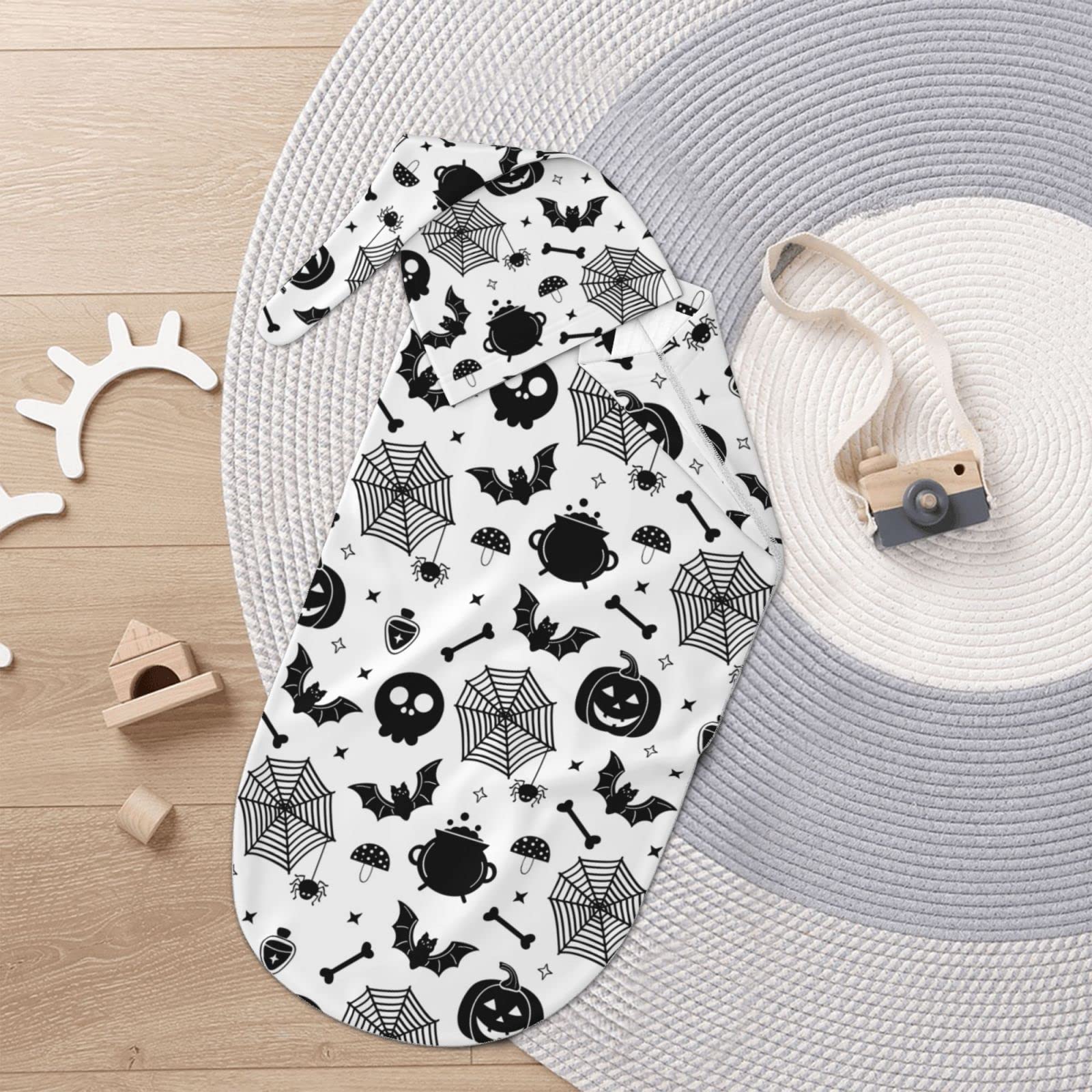 Jarverce gothic swaddle fits zero-to-six-month babies.