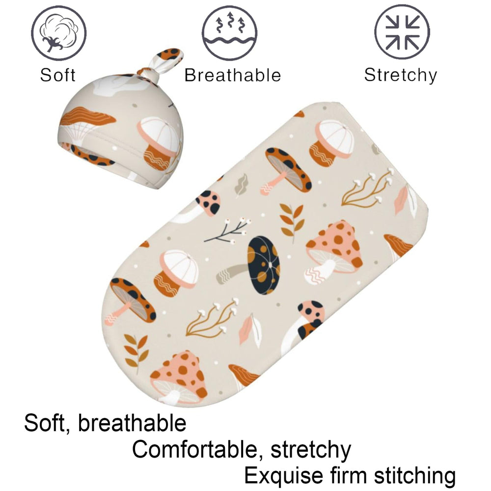 Jarverce mushroom swaddle wrapped on baby for calm sleep