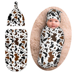 Jarverce western cow-print swaddle blanket, soft and skin-friendly.